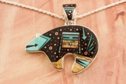 Calvin Begay Night Sky Sterling Silver Mystical Yei Bear Pendant